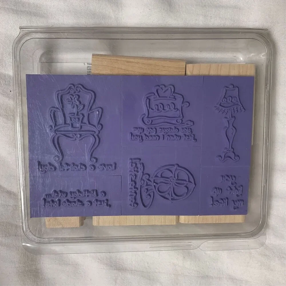 Vintage Stampin Up! Furnished With Love Retired Set Rubber Cling Spring 2004